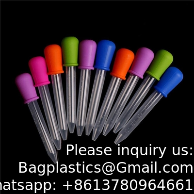 Pipettes Droppers Silicone 5ml Clear Medicine Eye Dropper For Kids With Bulb Tip &amp; Brush For Candy Mold, Gummy