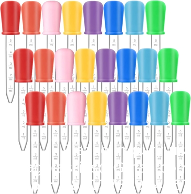 Pipettes Droppers Silicone 5ml Clear Medicine Eye Dropper For Kids With Bulb Tip &amp; Brush For Candy Mold, Gummy