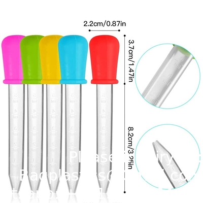 Pipettes Droppers Silicone 5ml Clear Medicine Eye Dropper For Kids With Bulb Tip &amp; Brush For Candy Mold, Gummy