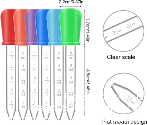 Pipettes Droppers Silicone 5ml Clear Medicine Eye Dropper For Kids With Bulb Tip &amp; Brush For Candy Mold, Gummy