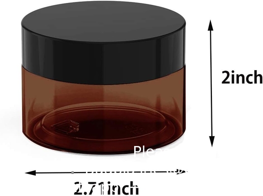 Amber Plastic Jars With Lids And Labels, 12 Pack Empty Brown Cosmetic Containers For Beauty Products,Body Butter