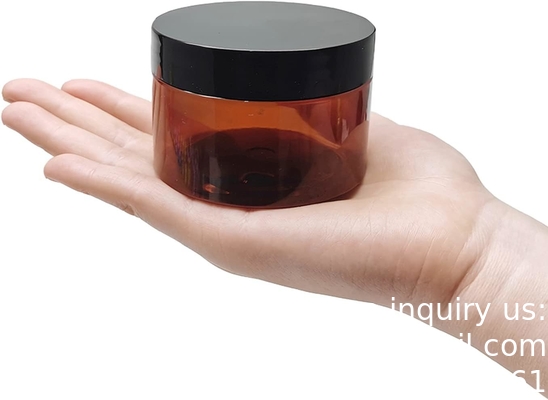 Amber Plastic Jars With Lids And Labels, 12 Pack Empty Brown Cosmetic Containers For Beauty Products,Body Butter