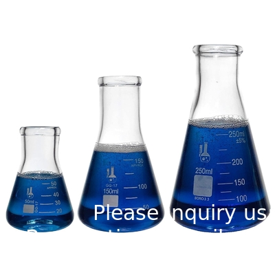 Narrow Mouth Erlenmeyer Flask With Rubber Stopper Glass Flask 5 Piece Set, Narrow Mouth Erlenmeyer, Borosilicate