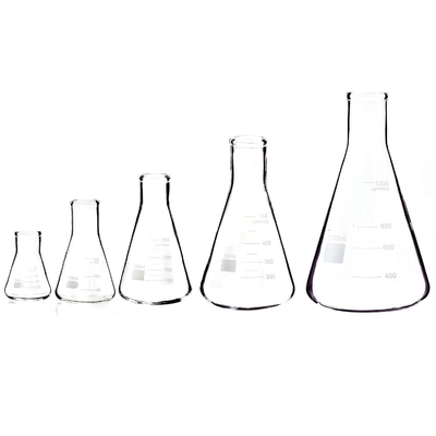 Narrow Mouth Erlenmeyer Flask With Rubber Stopper Glass Flask 5 Piece Set, Narrow Mouth Erlenmeyer, Borosilicate