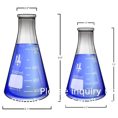 Narrow Mouth Erlenmeyer Flask With Rubber Stopper Glass Flask 5 Piece Set, Narrow Mouth Erlenmeyer, Borosilicate