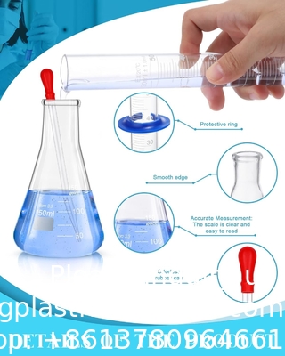 Lab Glassware Set Beaker Flask Cylinder Set Includes Erlenmeyer Flasks, Glass Beakers, Graduated Measuring Cylinders