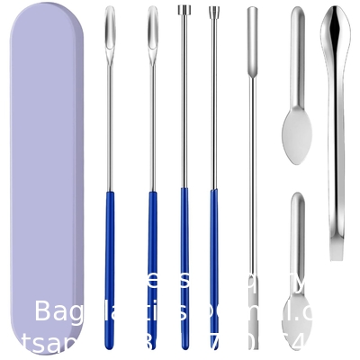 Science Lab Micro Spatula Tweezer Sampler Set, Stainless Steel MutliPurpose Laboratory Sampling Mixing Pipette Set