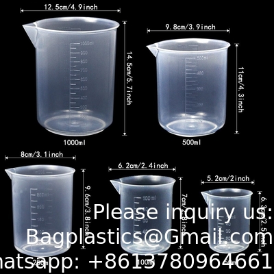 Plastic Graduated Cylinders And Beakers 5 Pipettes, 10ml 25ml 50ml 100ml Cylinders, 50ml 100ml 250ml 500ml 1000ml