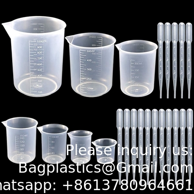 Plastic Beaker Set,Clear Measuring Graduated Liquid Container Beakers In 25ml/50ml/100ml/150ml/250ml/500ml/1000ml