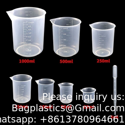 Plastic Beaker Set,Clear Measuring Graduated Liquid Container Beakers In 25ml/50ml/100ml/150ml/250ml/500ml/1000ml