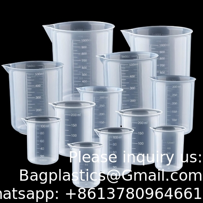 Plastic Beakers Plastic Graduated Cups Clear Multipurpose Measuring Cups Epoxy Mixing Cups, Liquid Container Beakers