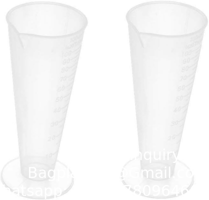 100mL Plastic Graduated Measuring Cup Capacity Beaker Cone Shape Round Base Labs Kitchen Clear