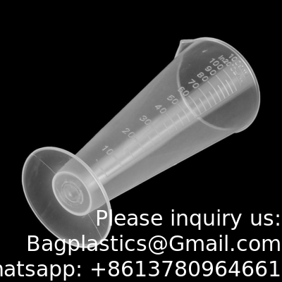 100mL Plastic Graduated Measuring Cup Capacity Beaker Cone Shape Round Base Labs Kitchen Clear