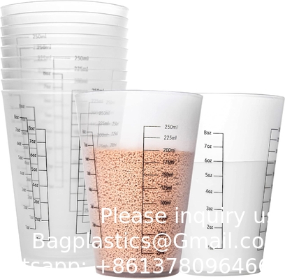 8oz Reusable Plastic Measuring Cups Liquid Paint Mixing Measure Cups For Kitchen Cooking
