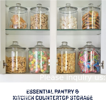 Glass Cookie Jars Labels Marker Gallon Canister Sets For Kitchen Counter With Airtight Lids, Sugar Packet Holder