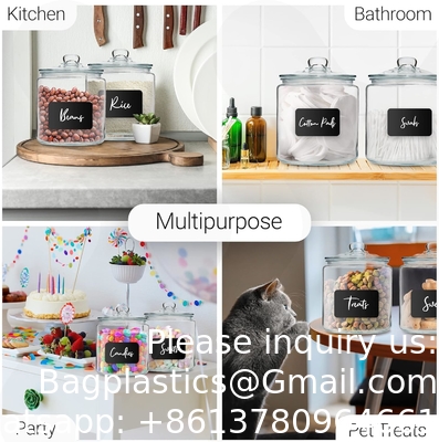 Glass Cookie Jars Labels Marker Gallon Canister Sets For Kitchen Counter With Airtight Lids, Sugar Packet Holder