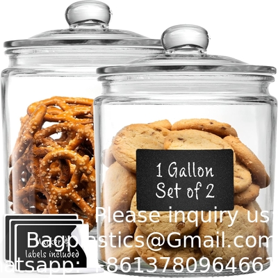 Glass Cookie Jars Labels Marker Gallon Canister Sets For Kitchen Counter With Airtight Lids, Sugar Packet Holder