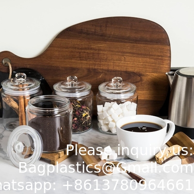 Glass Cookie Jars Labels Marker Gallon Canister Sets For Kitchen Counter With Airtight Lids, Sugar Packet Holder