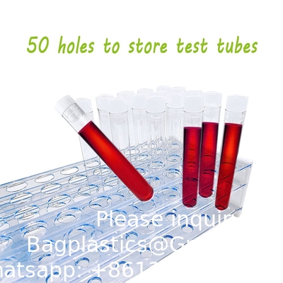 Plastic Test Tubes With Rack,16 X 100mm Tube With Caps Tubes Rack,Test Tube Set For Scientific Experiments