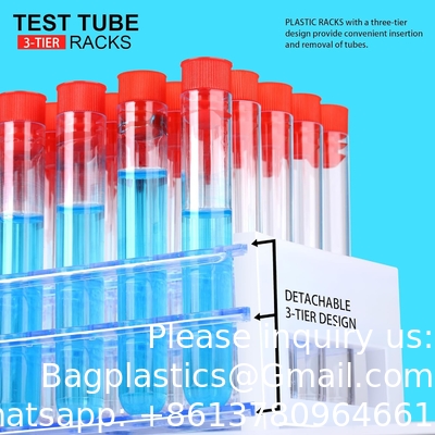 Clear Plastic Test Tubes With Caps And Holder Rack For Nurse Party Decorations Halloween Party Favors