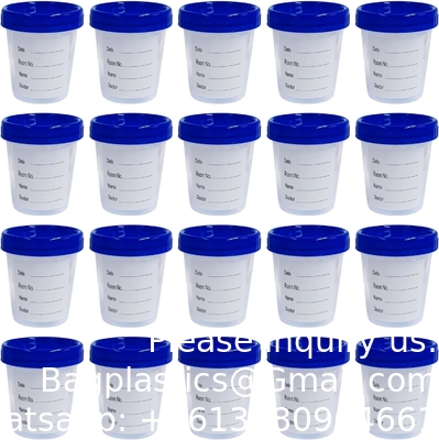 Disposable Specimen Cups| High-Grade Silicone, Sterile, Individually Wrapped Medical Cups W/Leakproof, Screw-On Lids