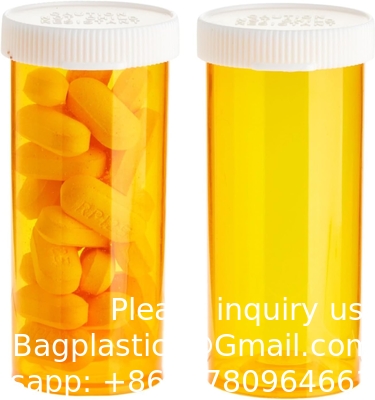 Empty Pill Bottles with Caps for Prescription Medication, 8-Dram Plastic Medicine Containers (Orange)