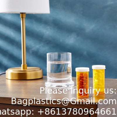 Empty Pill Bottles with Caps for Prescription Medication, 8-Dram Plastic Medicine Containers (Orange)