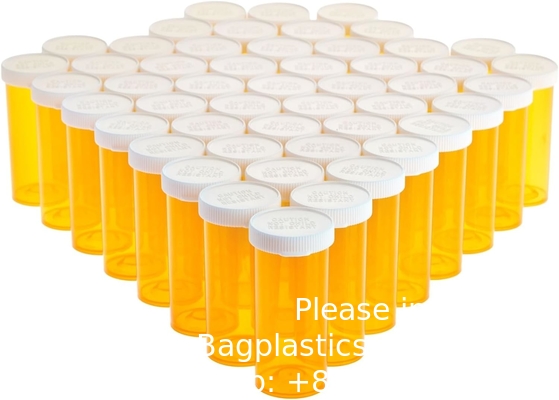Empty Pill Bottles with Caps for Prescription Medication, 8-Dram Plastic Medicine Containers (Orange)