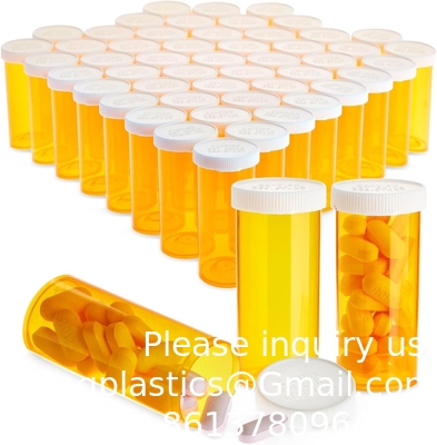 Empty Pill Bottles with Caps for Prescription Medication, 8-Dram Plastic Medicine Containers (Orange)