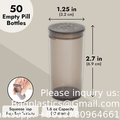 250 Pack Empty Pill Bottles with Caps, Plastic 13 Dram Medicine Vials for Prescription Medication, Supplements