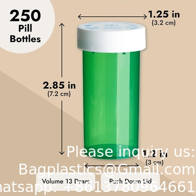 250 Pack Empty Pill Bottles with Caps, Plastic 13 Dram Medicine Vials for Prescription Medication, Supplements
