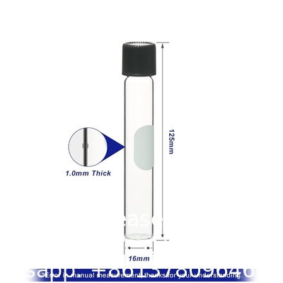 Borosilicate Glass Serological Test Tubes with Black Bakelite Screw Caps Silicon Liners, Vol.30ml 20x150mm