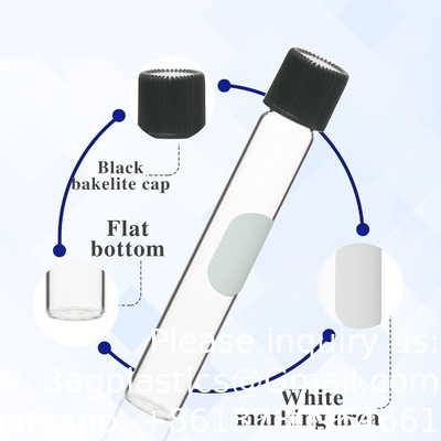 Borosilicate Glass Serological Test Tubes with Black Bakelite Screw Caps Silicon Liners, Vol.30ml 20x150mm