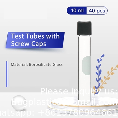 Borosilicate Glass Serological Test Tubes with Black Bakelite Screw Caps Silicon Liners, Vol.30ml 20x150mm