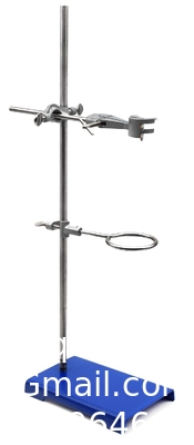 Chemical Resistant Steel Ring Stand Set - Lab Stand Support With Clamp - 8 Inch X 5 Inch Base, 24 Inch Rod