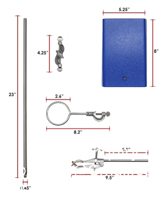 Chemical Resistant Steel Ring Stand Set - Lab Stand Support With Clamp - 8 Inch X 5 Inch Base, 24 Inch Rod