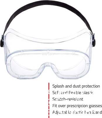 Protective Non-Vented Safety Lab Goggles With Anti-Fog Coating, Clear Scratch-Resistant Lenses, Universal OTG Fit