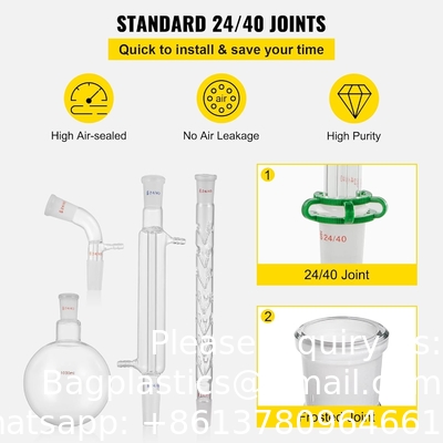 Laboratory Glassware 24/40 Chemistry Glassware 32PCS Chemistry Lab Glassware Kit Distillations Separation