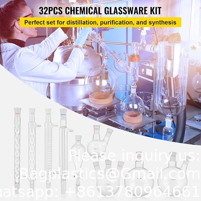 Laboratory Glassware 24/40 Chemistry Glassware 32PCS Chemistry Lab Glassware Kit Distillations Separation