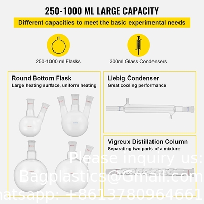Laboratory Glassware 24/40 Chemistry Glassware 32PCS Chemistry Lab Glassware Kit Distillations Separation
