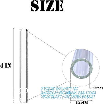 4 Inch Long 10 Pieces Glass Borosilicate Blowing Tubes 12 Mm OD 2mm Thick Wall Tubing, Clear Tubes For Art DIY
