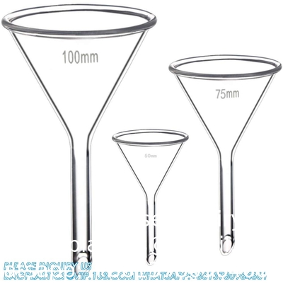 Glass Funnel Set, 3 Sizes - 50, 75, And 100mm, Short Stem, Borosilicate Glass, Heavy Wall, Karter Scientific