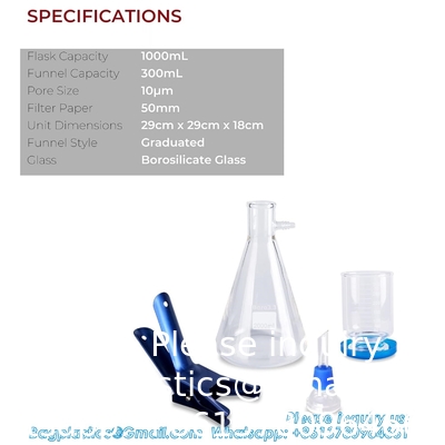 Lab Vacuum Filtration Distillation Apparatus, Heavy Wall Lab Filtering Set, 1 Year Warranty (1000mL Filtering Flask)