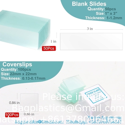 Microscope Slides And Covers, Blank Glass Slides For Microscope Set - 50 Slides, 100 Coverslips - For Microscopy
