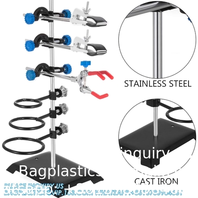 Laboratory Grade Metalware Set - Support Stand Premium Iron Material Laboratory Stand Support Lab Clamp Flask Clamp