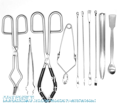 Labwares Essential Lab Tools Starter Pack - Crucible Beaker Tongs Lab Spatula Scoop Spoon Test Tube Clamps Sterilizer