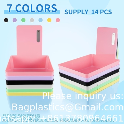 Dental Working Lab Pan, Dental Lab Work Case, Medium Plastic Pans With Stainless Steel Clip For Holding Job Cards