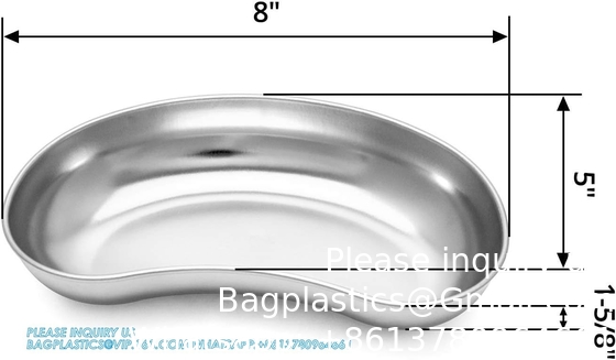 8&quot; Stainless Steel Kidney Tray, Kidney Shaped Emesis Basin, Dental Lab Instruments Surgical Trays, Metal Kidney