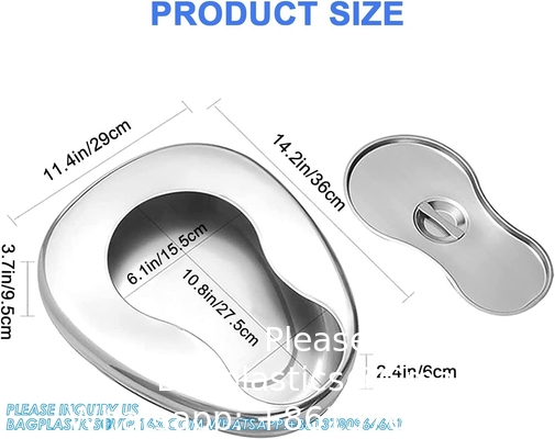 Stable Bedpan Heavy Duty Smoothed Countoured for Bed-Bound Patient,Stainless Steel Bed pan for Medical Centers