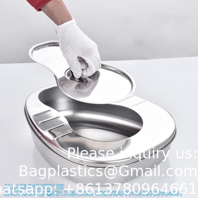 Stable Bedpan Heavy Duty Smoothed Countoured for Bed-Bound Patient,Stainless Steel Bed pan for Medical Centers